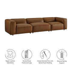 Auren Coffee 3-Piece Upholstered Vegan Leather Modular Sofa - Ornate Home