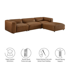 Auren Coffee 4-Piece Vegan Leather Modular Sofa Set - Ornate Home