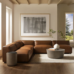 Auren Coffee 5-Piece Upholstered Armless L-Shaped Vegan Leather Modular Sofa - Ornate Home