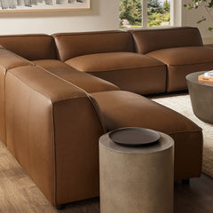 Auren Coffee 5-Piece Upholstered Armless L-Shaped Vegan Leather Modular Sofa - Ornate Home