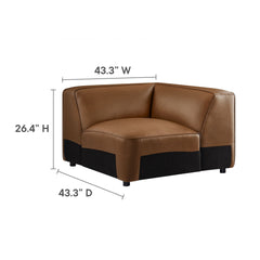 Auren Coffee 5-Piece Upholstered Armless L-Shaped Vegan Leather Modular Sofa - Ornate Home