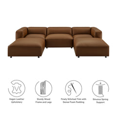 Auren Coffee 5-Piece Upholstered Vegan Leather Modular U-Shaped Sofa - Ornate Home