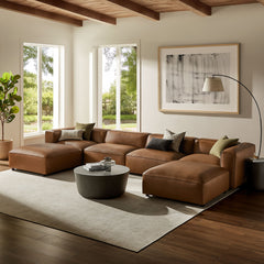 Auren Coffee 6-Piece Upholstered Vegan Leather Modular Sofa - Ornate Home