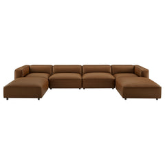 Auren Coffee 6-Piece Upholstered Vegan Leather Modular Sofa - Ornate Home