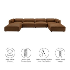Auren Coffee 6-Piece Upholstered Vegan Leather Modular Sofa - Ornate Home
