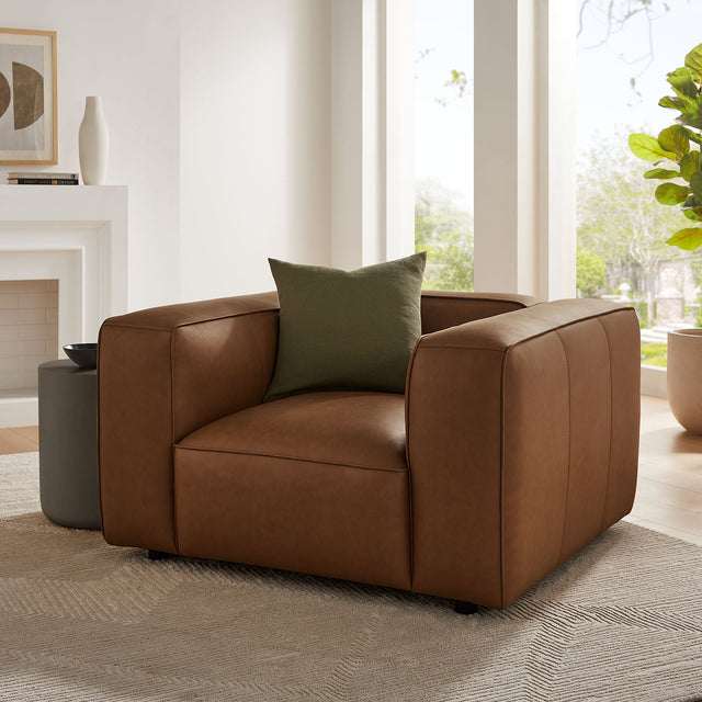 Auren Coffee Upholstered Vegan Leather Modular Armchair - Ornate Home