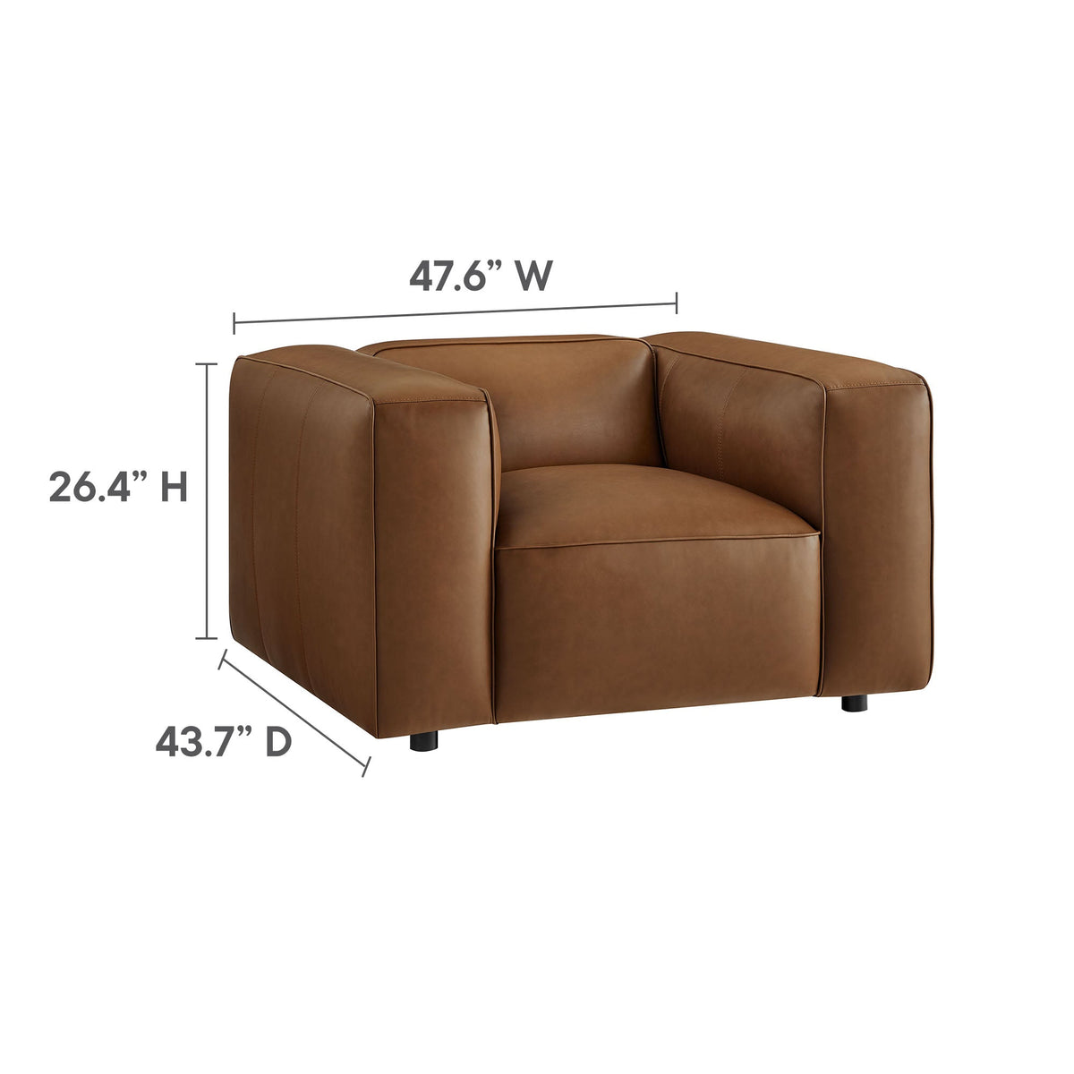 Auren Coffee Upholstered Vegan Leather Modular Armchair - Ornate Home