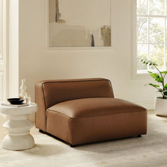 Auren Coffee Upholstered Vegan Leather Modular Armless Chair - Ornate Home