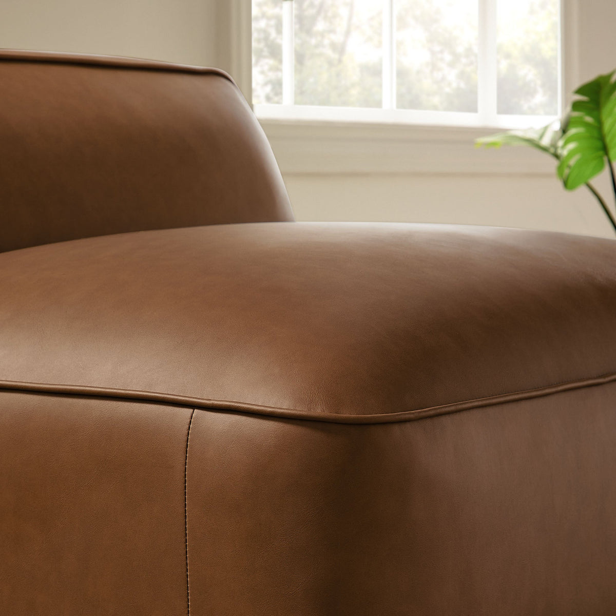 Auren Coffee Upholstered Vegan Leather Modular Armless Chair - Ornate Home