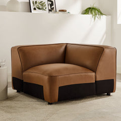 Auren Coffee Upholstered Vegan Leather Modular Corner Chair - Ornate Home