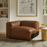 Auren Coffee Upholstered Vegan Leather Modular Left Armchair - Ornate Home