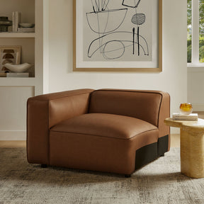Auren Coffee Upholstered Vegan Leather Modular Left Armchair - Ornate Home