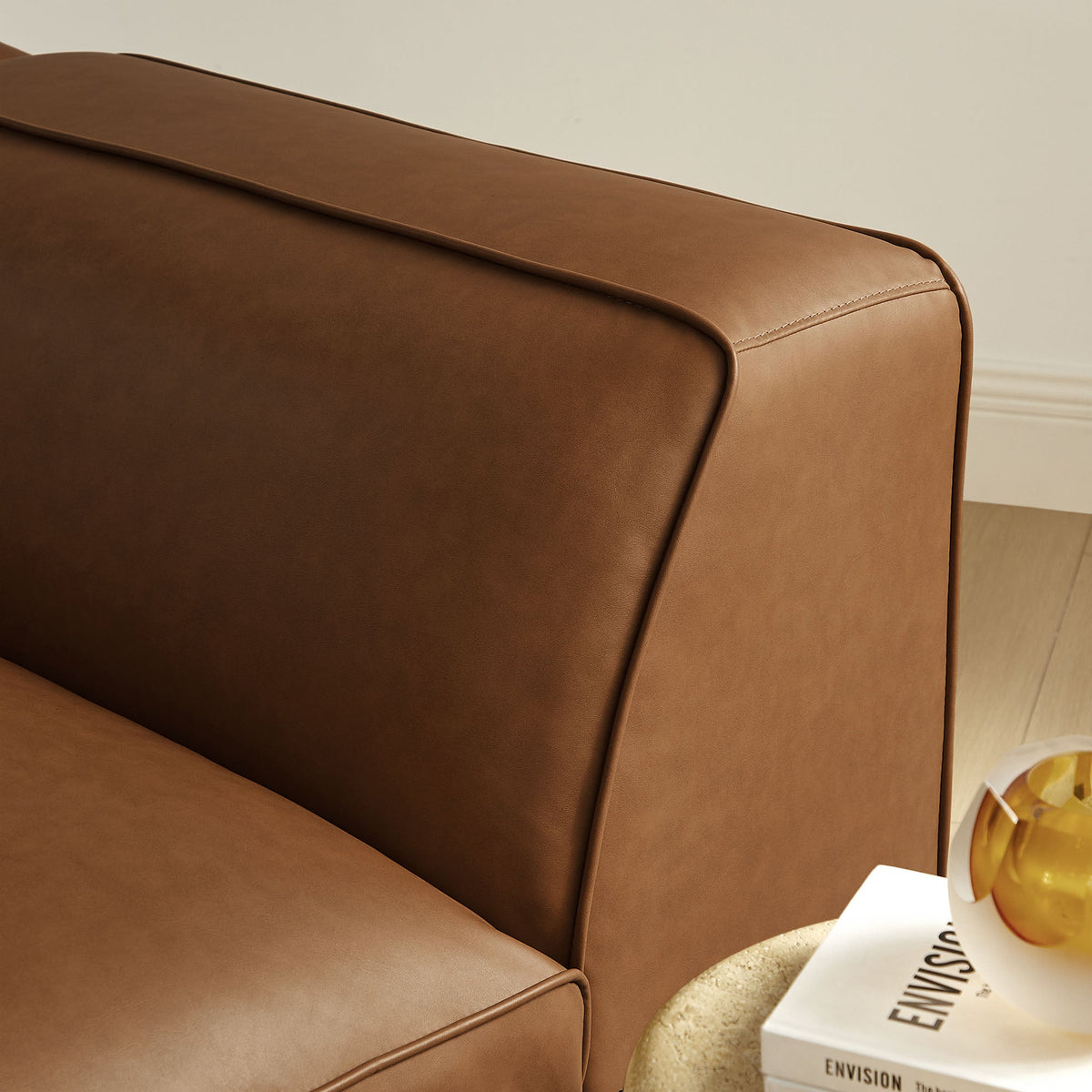 Auren Coffee Upholstered Vegan Leather Modular Left Armchair - Ornate Home
