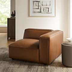 Auren Coffee Upholstered Vegan Leather Modular Right Armchair - Ornate Home
