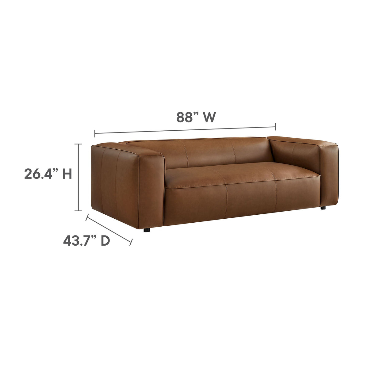 Auren Coffee Upholstered Vegan Leather Sofa - Ornate Home