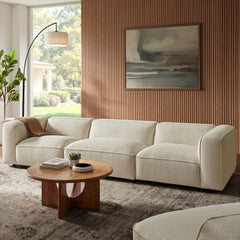 Auren Cream 3 Piece Lattice Bouclé Upholstered Modular Sofa - Ornate Home