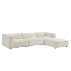 Auren Cream 4 Piece Lattice Bouclé Upholstered Modular Sofa with Ottoman - Ornate Home