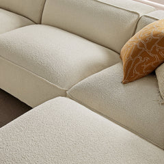 Auren Cream 4 Piece Lattice Bouclé Upholstered Modular Sofa with Ottoman - Ornate Home