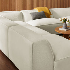 Auren Cream 5 Piece Lattice Bouclé Upholstered Modular Corner Sectional - 125.3x125.3" - Ornate Home
