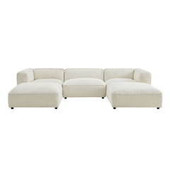 Auren Cream 5 Piece Lattice Bouclé Upholstered Modular Sectional - Ornate Home