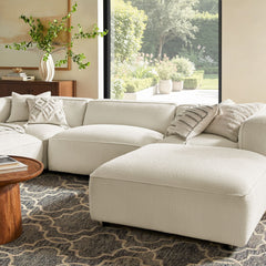Auren Cream 5 Piece Lattice Bouclé Upholstered Modular Sectional - Ornate Home