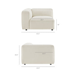 Auren Cream 5 Piece Lattice Bouclé Upholstered Modular Sectional - Ornate Home