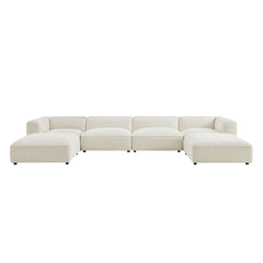 Auren Cream 6 Piece Lattice Bouclé Upholstered Modular Sectional - Ornate Home