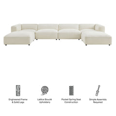 Auren Cream 6 Piece Lattice Bouclé Upholstered Modular Sectional - Ornate Home