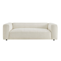 Auren Cream 88 Inch Lattice Bouclé Upholstered Sofa - Ornate Home