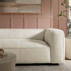 Auren Cream 88 Inch Lattice Bouclé Upholstered Sofa - Ornate Home