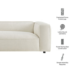Auren Cream 88 Inch Lattice Bouclé Upholstered Sofa - Ornate Home