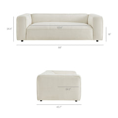 Auren Cream 88 Inch Lattice Bouclé Upholstered Sofa - Ornate Home