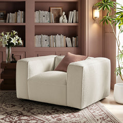 Auren Cream Lattice Bouclé Upholstered Accent Chair - Ornate Home