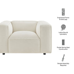 Auren Cream Lattice Bouclé Upholstered Accent Chair - Ornate Home