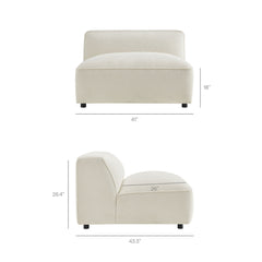 Auren Cream Lattice Bouclé Upholstered Modular Armless Chair - Ornate Home