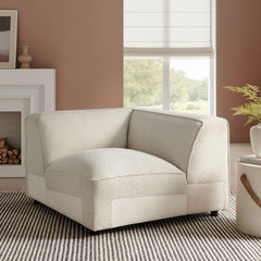Auren Cream Lattice Bouclé Upholstered Modular Corner Chair - Ornate Home