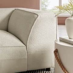Auren Cream Lattice Bouclé Upholstered Modular Corner Chair - Ornate Home