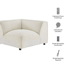 Auren Cream Lattice Bouclé Upholstered Modular Corner Chair - Ornate Home