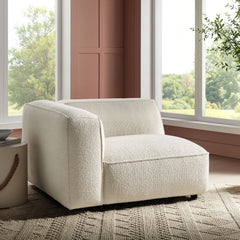Auren Cream Lattice Bouclé Upholstered Modular Left-Facing Arm Chair - Ornate Home