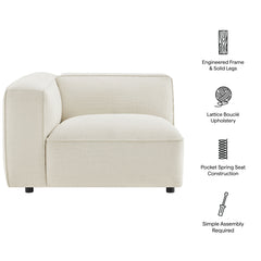 Auren Cream Lattice Bouclé Upholstered Modular Left-Facing Arm Chair - Ornate Home