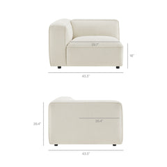 Auren Cream Lattice Bouclé Upholstered Modular Left-Facing Arm Chair - Ornate Home