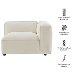 Auren Cream Lattice Bouclé Upholstered Modular Right-Facing Arm Chair - Ornate Home