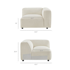 Auren Cream Lattice Bouclé Upholstered Modular Right-Facing Arm Chair - Ornate Home