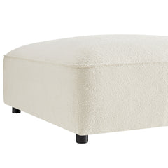 Auren Cream Lattice Bouclé Upholstered Ottoman - Ornate Home