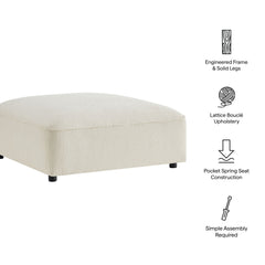 Auren Cream Lattice Bouclé Upholstered Ottoman - Ornate Home