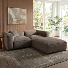 Auren Earth 3 Piece Lattice Bouclé Upholstered Modular Loveseat with Ottoman - Ornate Home