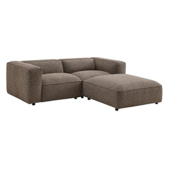 Auren Earth 3 Piece Lattice Bouclé Upholstered Modular Loveseat with Ottoman - Ornate Home