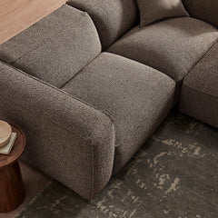 Auren Earth 3 Piece Lattice Bouclé Upholstered Modular Loveseat with Ottoman - Ornate Home