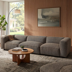 Auren Earth 3 Piece Lattice Bouclé Upholstered Modular Sofa - Ornate Home