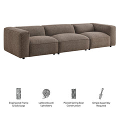 Auren Earth 3 Piece Lattice Bouclé Upholstered Modular Sofa - Ornate Home